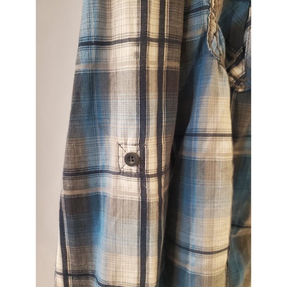 CJ Black Men's Size Large Button Up Plaid Shirt‎ Blue Gray Long Sleeve Slim Fit - Picture 4 of 15